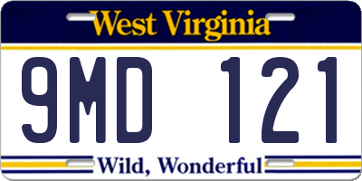 WV license plate 9MD121