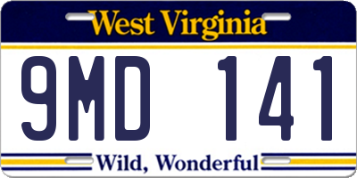 WV license plate 9MD141