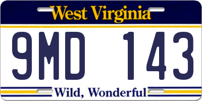 WV license plate 9MD143