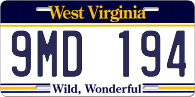 WV license plate 9MD194