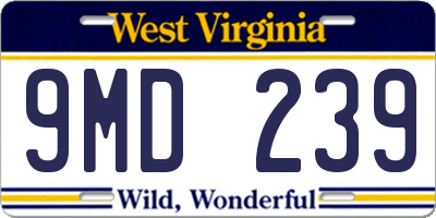 WV license plate 9MD239
