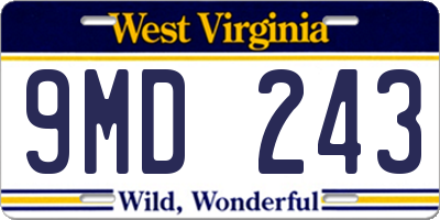 WV license plate 9MD243