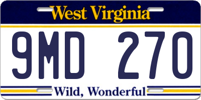 WV license plate 9MD270