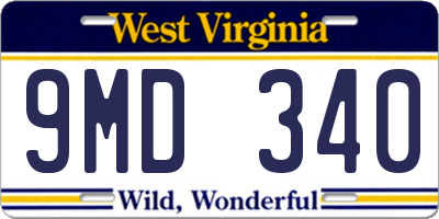 WV license plate 9MD340