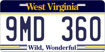 WV license plate 9MD360