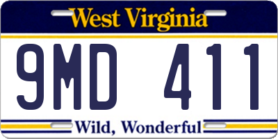 WV license plate 9MD411