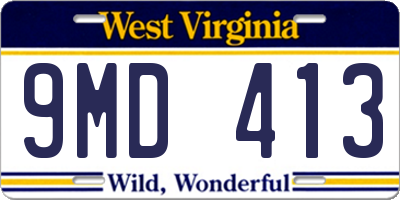 WV license plate 9MD413