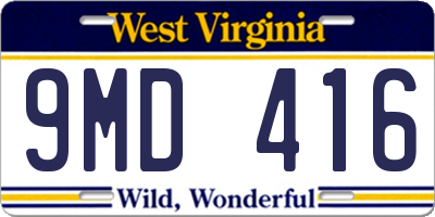 WV license plate 9MD416