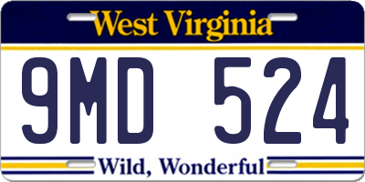WV license plate 9MD524