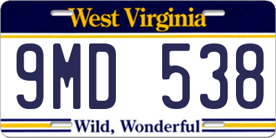 WV license plate 9MD538