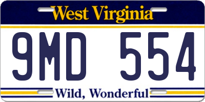 WV license plate 9MD554
