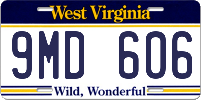 WV license plate 9MD606