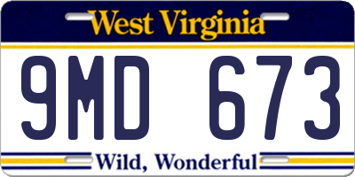 WV license plate 9MD673