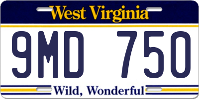 WV license plate 9MD750