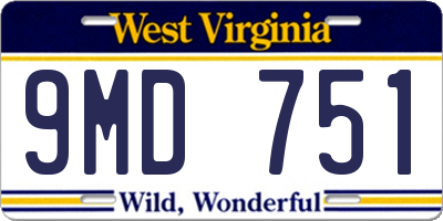 WV license plate 9MD751