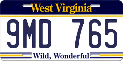 WV license plate 9MD765