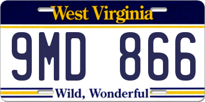 WV license plate 9MD866