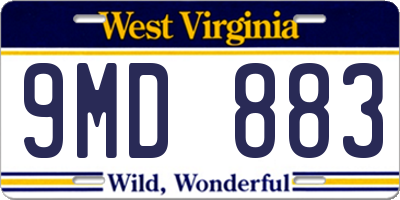 WV license plate 9MD883