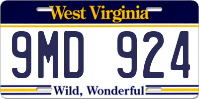 WV license plate 9MD924