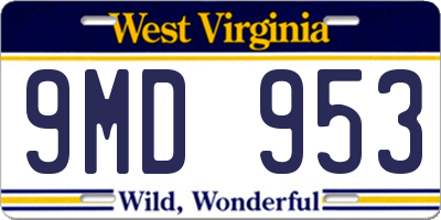 WV license plate 9MD953