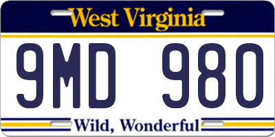 WV license plate 9MD980