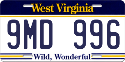 WV license plate 9MD996