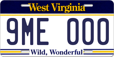 WV license plate 9ME000