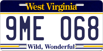 WV license plate 9ME068