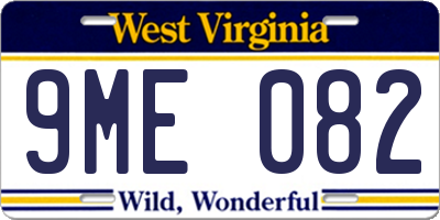 WV license plate 9ME082