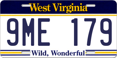 WV license plate 9ME179