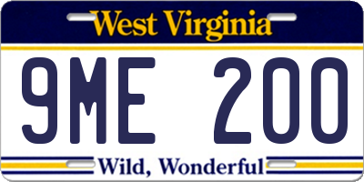 WV license plate 9ME200