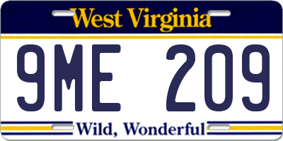 WV license plate 9ME209