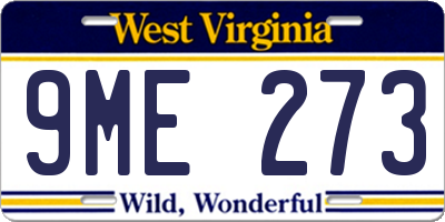 WV license plate 9ME273