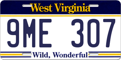 WV license plate 9ME307