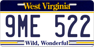WV license plate 9ME522