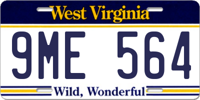 WV license plate 9ME564