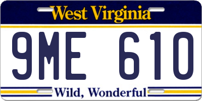 WV license plate 9ME610