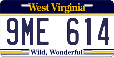 WV license plate 9ME614