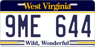 WV license plate 9ME644