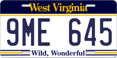 WV license plate 9ME645