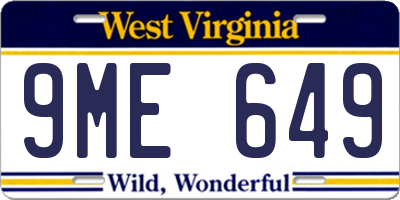 WV license plate 9ME649