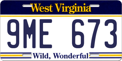 WV license plate 9ME673