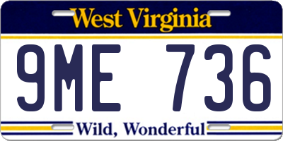 WV license plate 9ME736