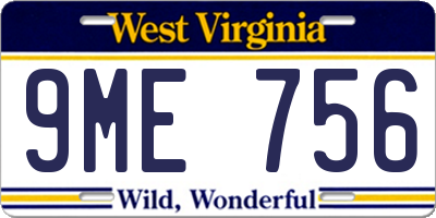 WV license plate 9ME756