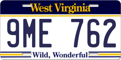 WV license plate 9ME762