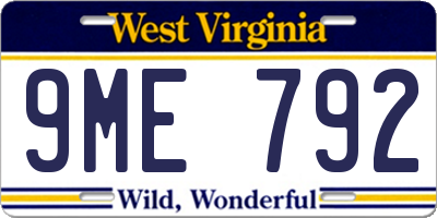 WV license plate 9ME792