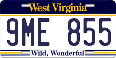 WV license plate 9ME855