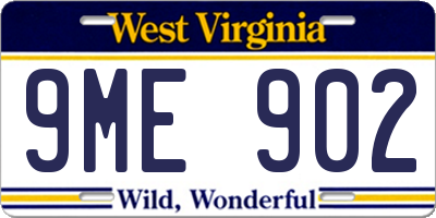 WV license plate 9ME902