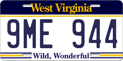 WV license plate 9ME944