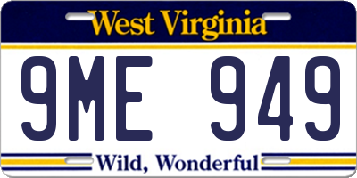 WV license plate 9ME949